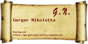 Gerger Nikoletta névjegykártya